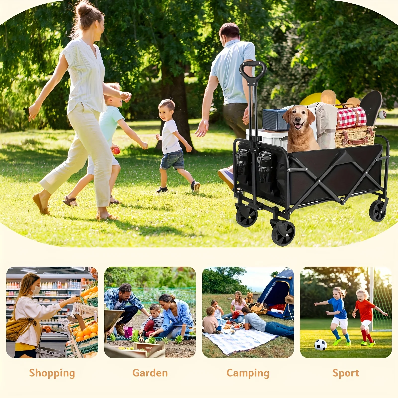 

Мини-тележка складная, многофункциональная, для пляжа, усиленная, большой вместимости, портативная, для кемпинга