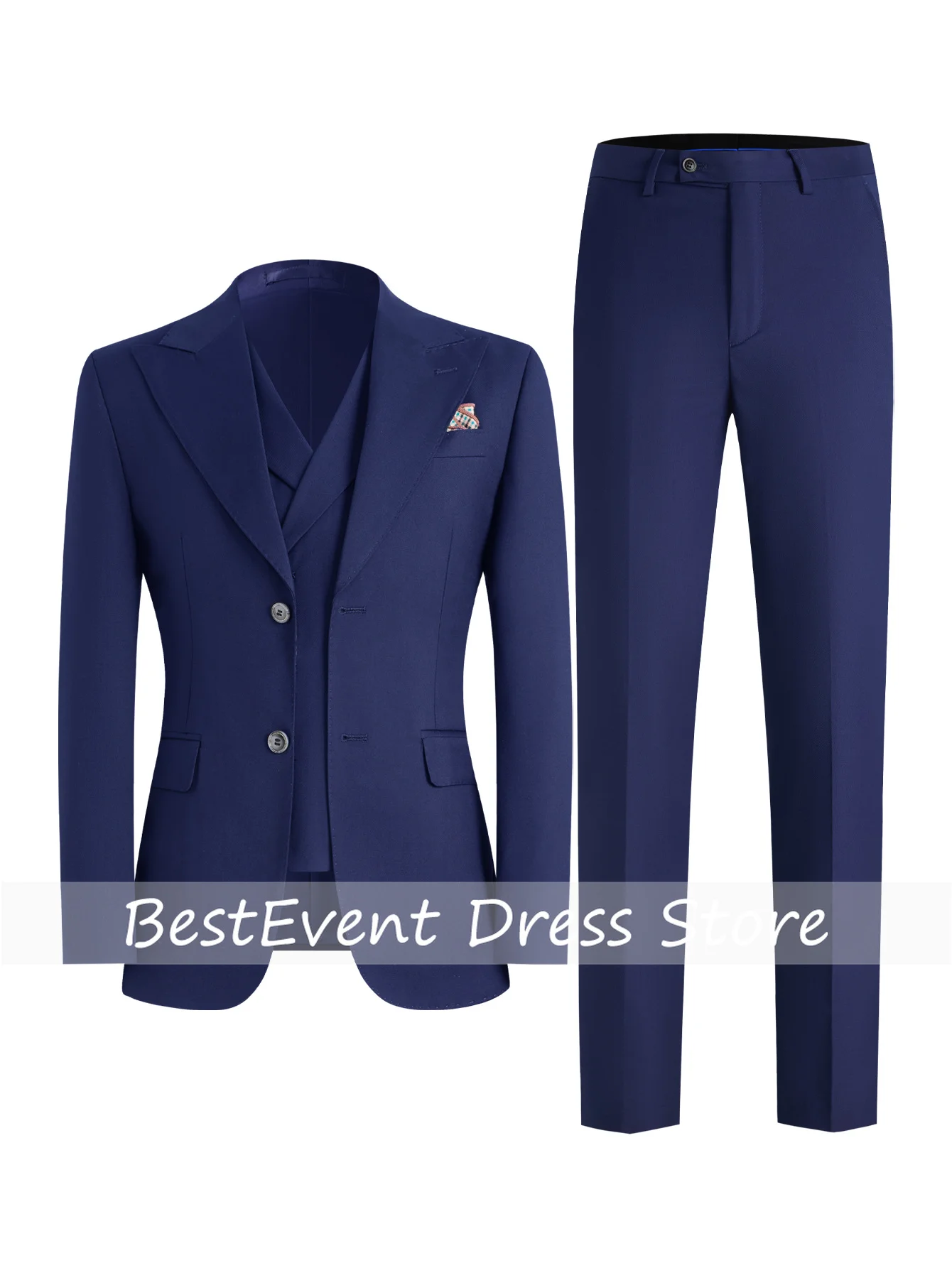 Professional Standard Men's Three-piece Suit for Business and Office Settings - Single-button V-neck Design Customized