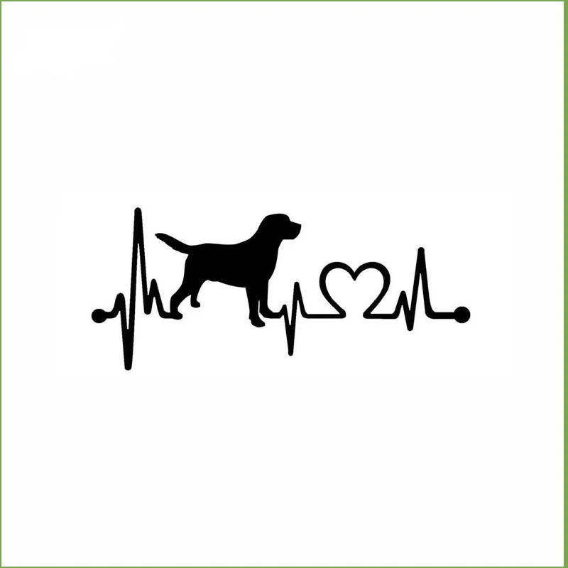 7.5x3.25cm Labrador Retreiver Heartbeat Dog Funny Vinyl Decal Sticker Car Stickers Window