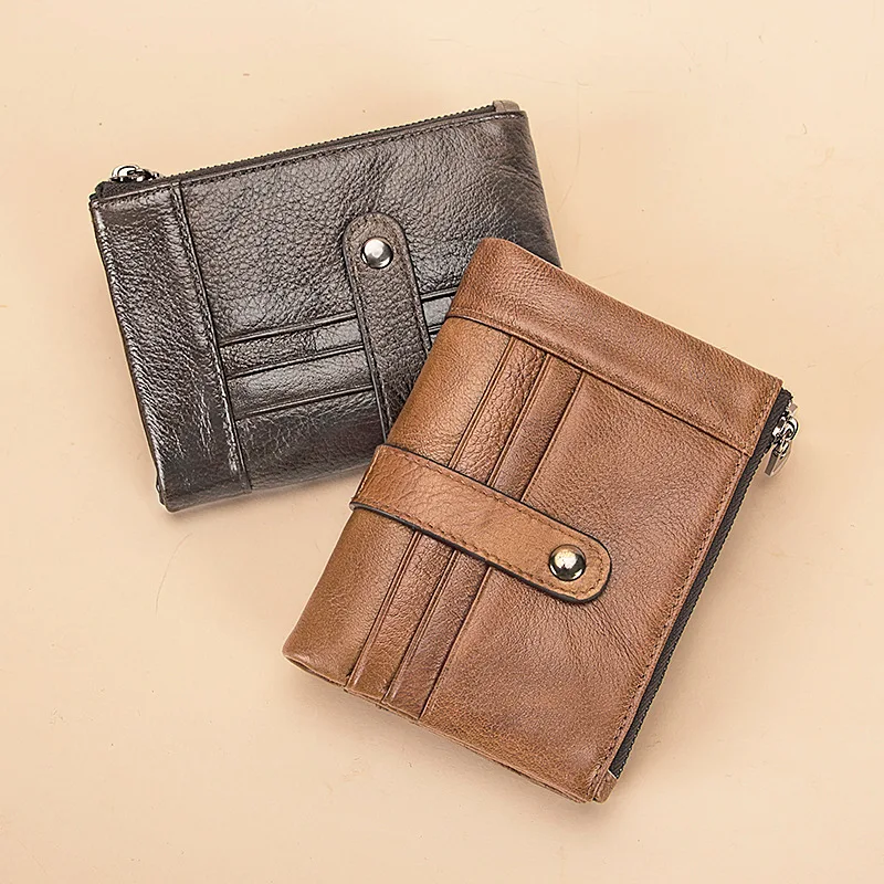 Brief  Restoring Ancient Ways Zipper Card Bag Change Purse Card  Bags Contracted Fashion Leisure Handmade  Men's Wallet