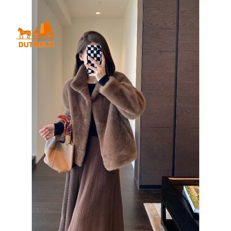 New Winter Coat for Women, Best Quality, Elegant and Generous Stand-up Collar Silhouette Real Fur Coat Jacket Warm Temperament