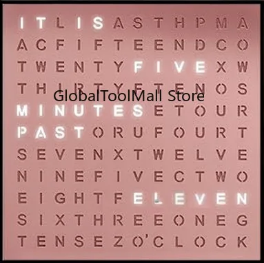 Word Search Desk Clock With Time Spelling Numbers Decorative Silent Wall Watch for Living Room Bedroom Home Art Decor