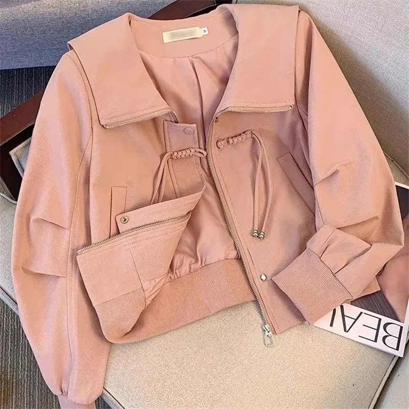 2024 Women\'s Short Jacket Spring Autumn Sense Of Design Doll Collar Fashion Ladies Outerwear Korean Version Female Trench Coat