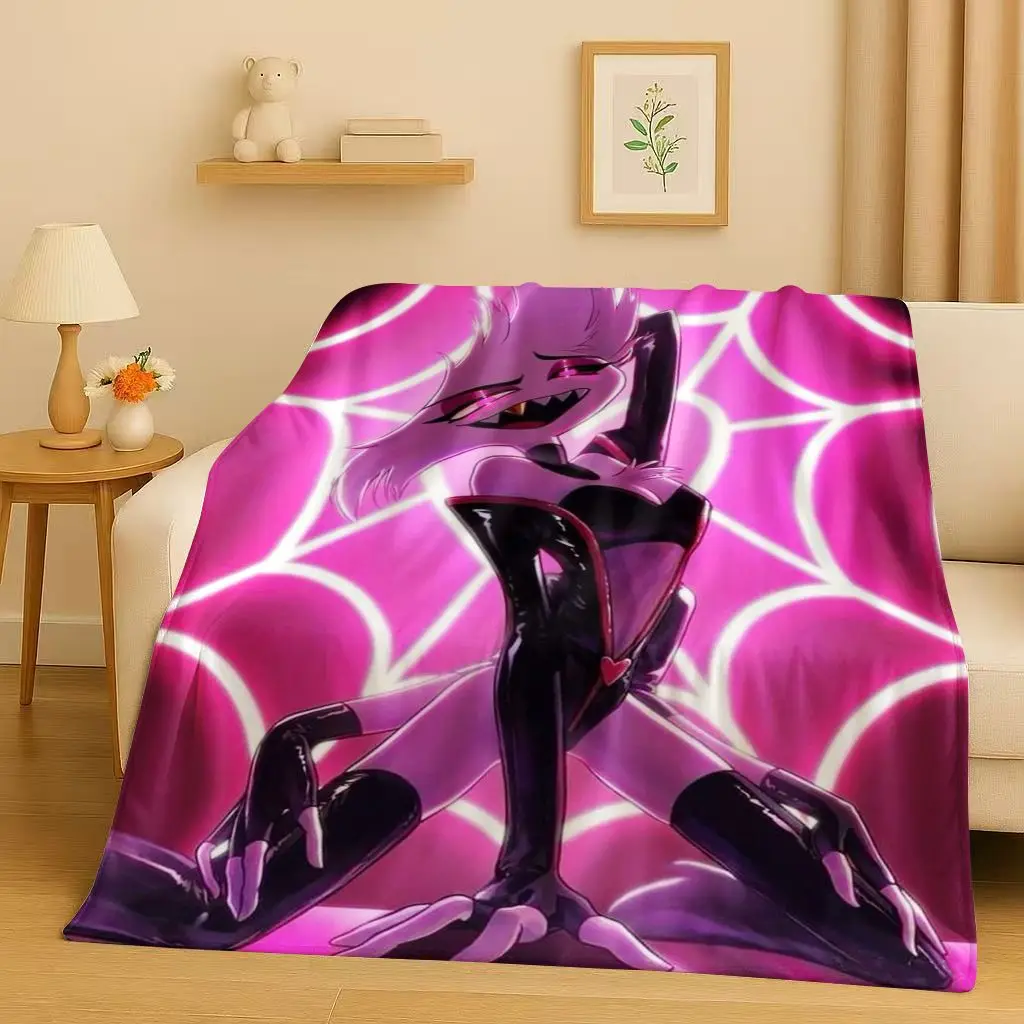 

Cartoon H-Hazbin Hotel Angel Dust Alastor Flannel Blanket,Soft Warm Plush Throw for Home Bedroom Bed Sofa Cover Office Gift