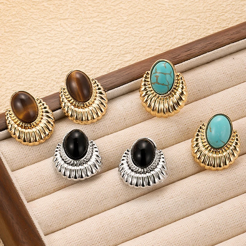 Vintage Geometrische Metall-Clip-On-Ohrringe für Frauen Mode Klassische Schwarze Ohrclips Ohne Piercing Mädchengeschenke Schmuck Bestseller – Detail 11