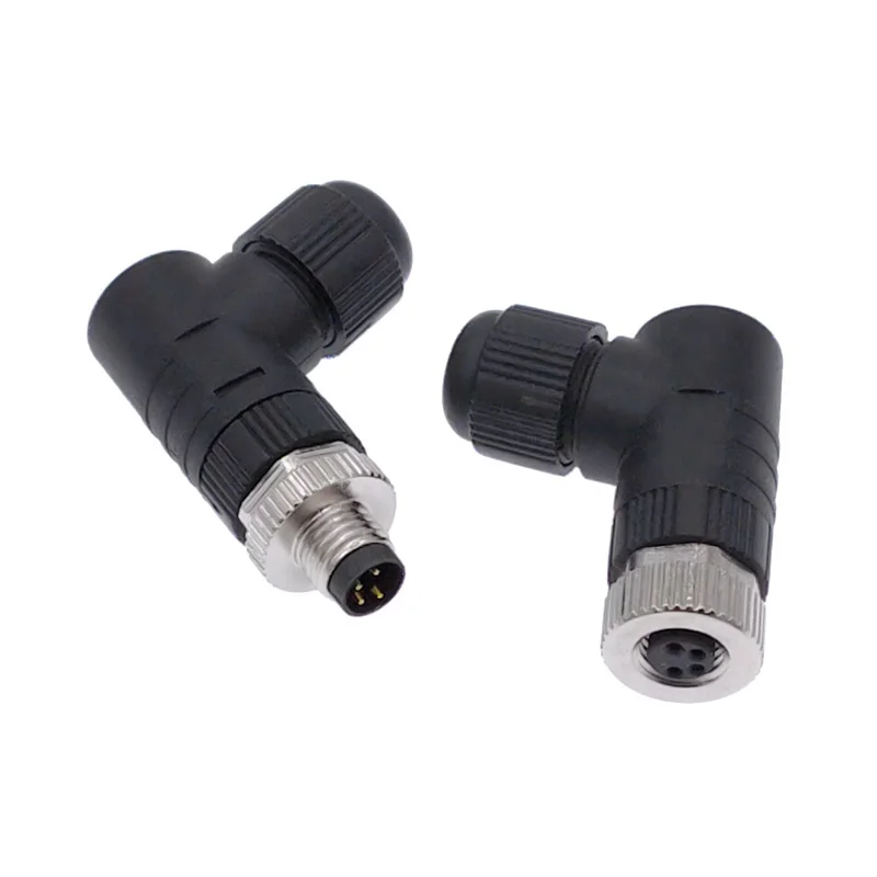 M8 3Pin 4Pin Sensor Connector Metal A Code Screw Connection Straight Waterproof Bend Angle Connector