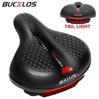 BUCKLOS MTB Saddle with Taillight Comfortable Bike Seat Cushion Widen Big Pad Ergonimic Bicycle Chair for MTB Road Spinning Bike