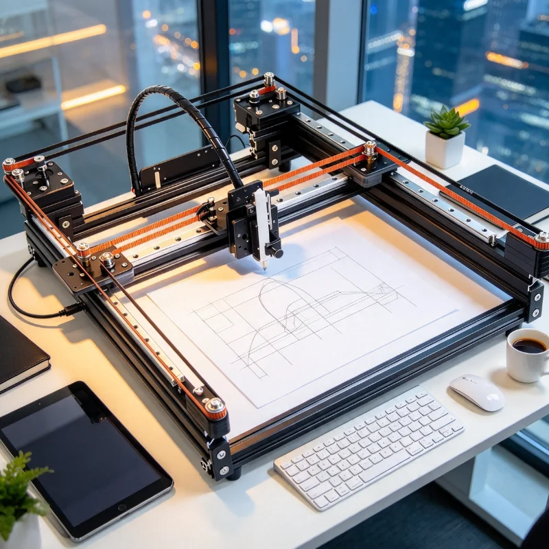 US Warehouse Lettering XY-plotter DIY Frame Type Antirust Guide Rail Pen Drawing Robot Machine No Belt Tension Needed More Accurate Quick Than Belt Pulley Type EBB Motherboard Diode Laser Support A3 300x420mm New Upgraded
