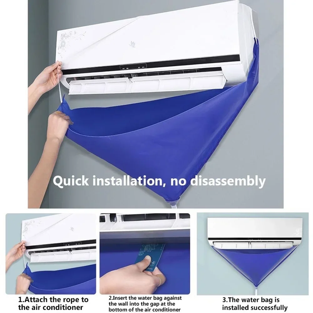 Air Conditioner Cleaning Cover with Water Pipe 93cm Waterproof Air Conditioner Below 1-1.5P Dust Protection Cleaning Cover Bag