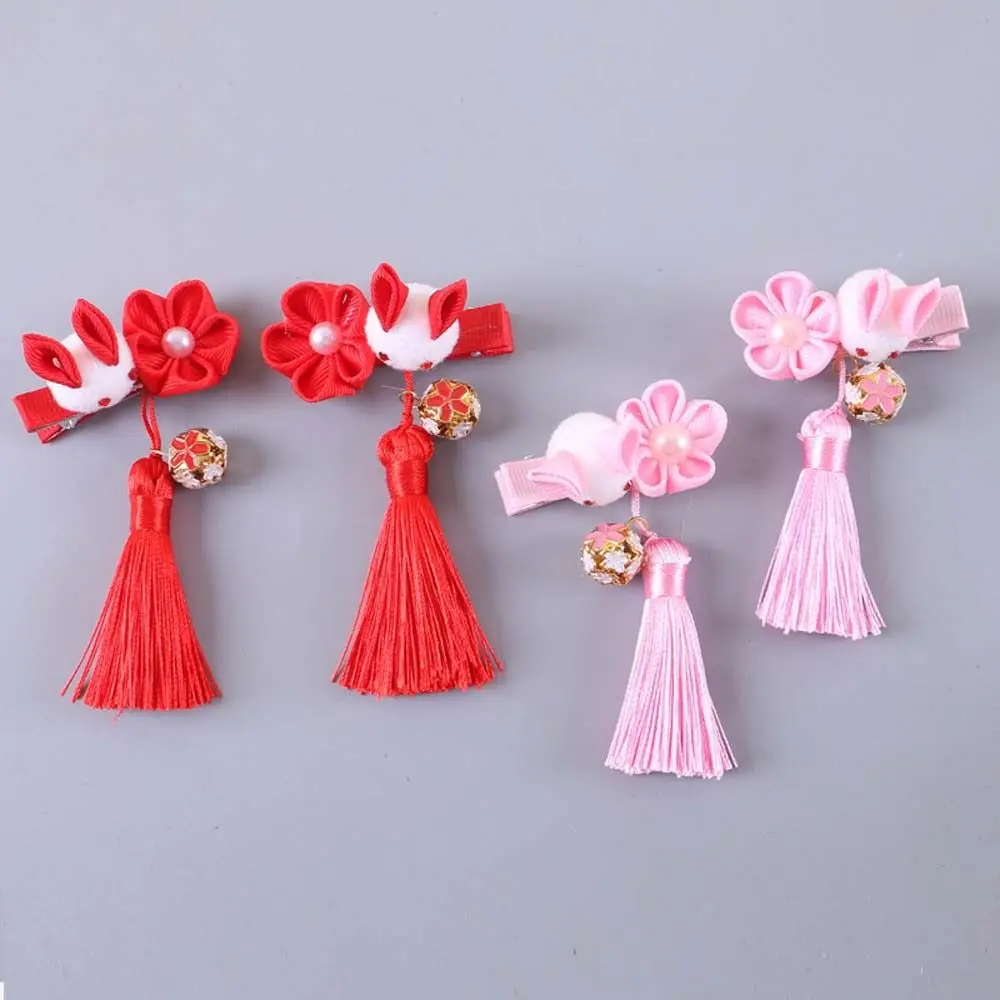 Épingles à cheveux à fleurs chinoises pour enfants, barrettes, coiffure, perle, vêtements de sauna, glands, épingles à cheveux, épingles à cheveux, nouvel an chinois