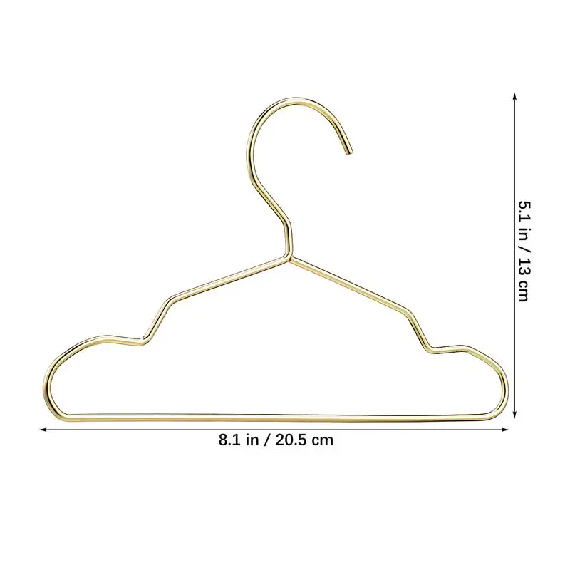 10 Pcs Pet Apparel Hangers Small Metal Clothes Hanger for Teddy Dog Cat Puppet Pet Store Clot hes Support Gold Color Hanger