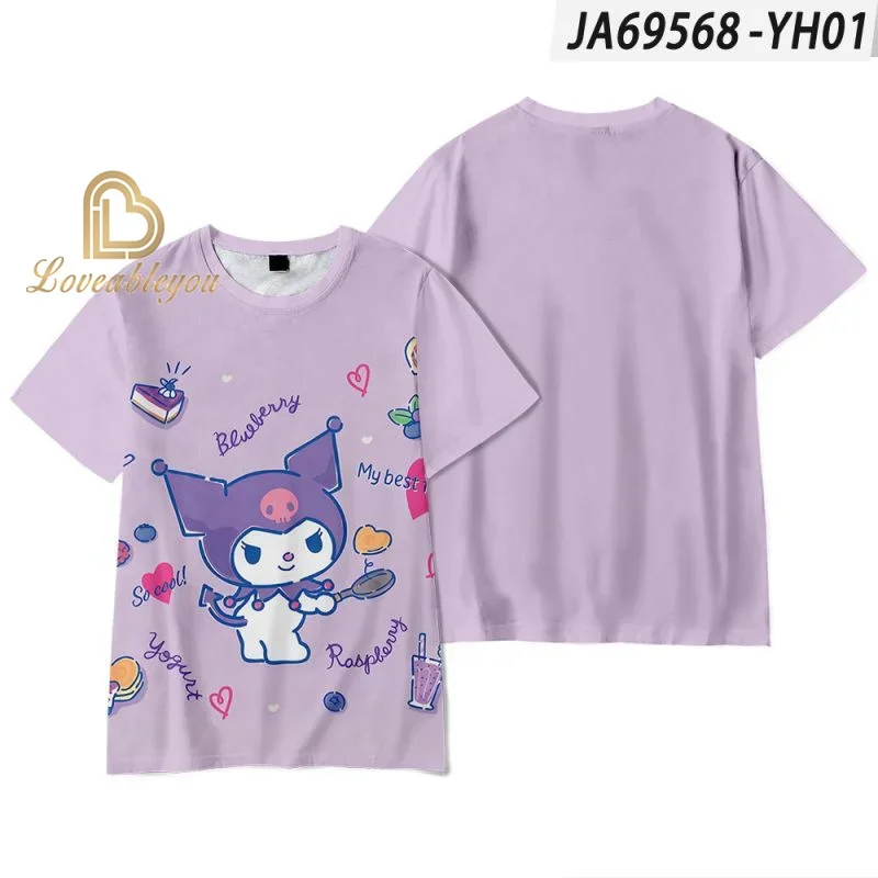 San Melody Kuro Short Sleeve T-shirts Kids Harajuku Cartoon Style Cute Tops Cartoon Print Student Tees Women Summer Clothes