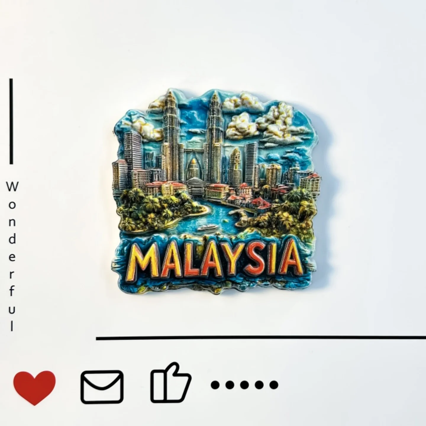 Malaysia, Kuala Lumpur, iconic buildings, twin towers, decorative and collectible souvenirs, refrigerator stickers as gifts