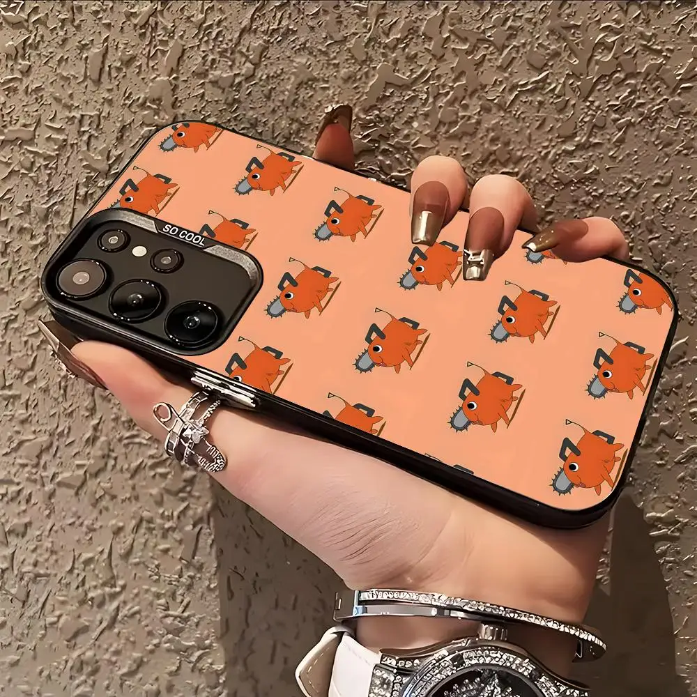 C-Chainsaw Pochita Phone Case for Samsung Galaxy S26 S25 S24 S23 S22 S21 S20 Note20 Plus Ultra Colorful Silver Cover