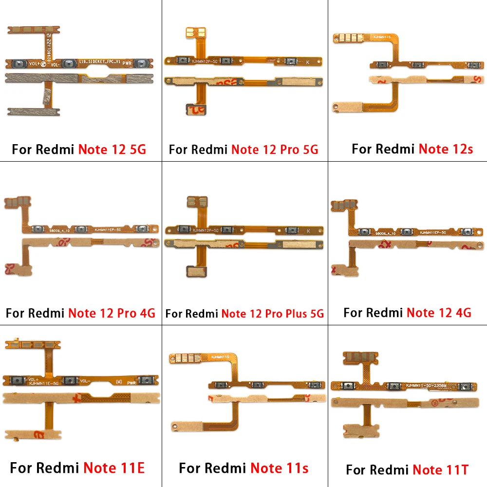 For Xiaomi Redmi Note 12S 11S 12 Pro Plus 5G 4G Power Volume Button Flex Cable Side Key Switch ON OFF Control Button Repair Part