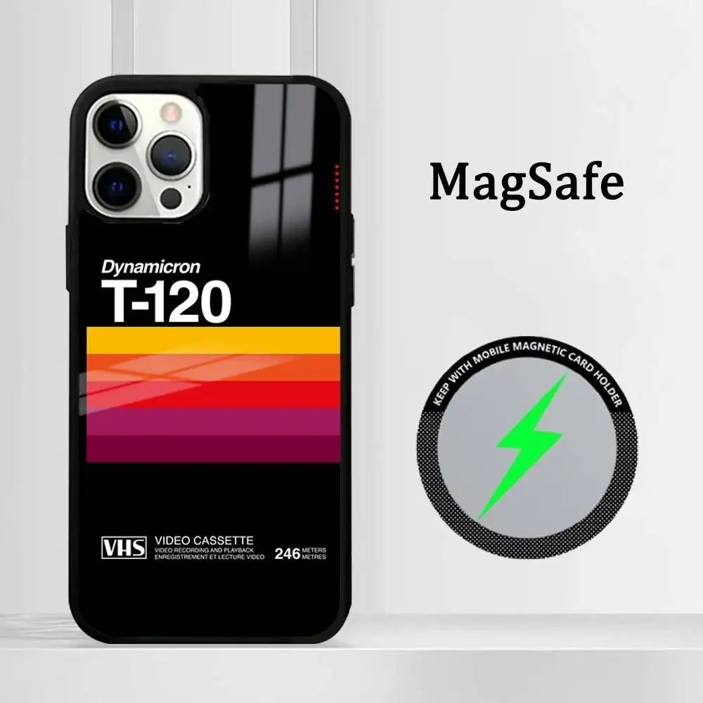 

VHS Video Tape Label Phone Case Magnetic Glass Phone Case For Iphone 16 15 14 12 11 13 Pro Max Mini Puls Cover