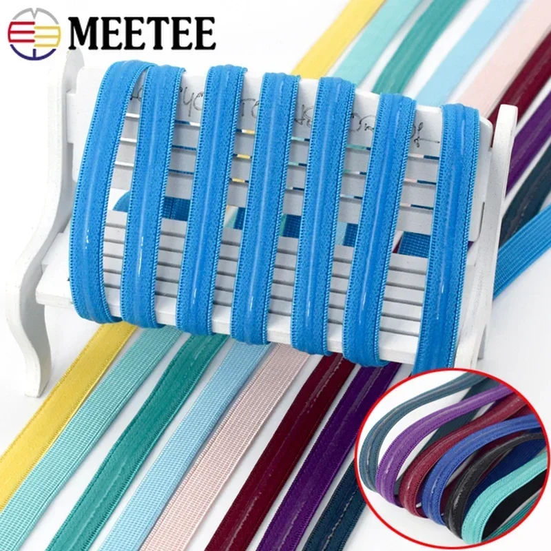 5/10/20M 10mm 3/8'' Polyester Anti-skid Silicone Elastic Band Underwear Rubber Strap Tape Clothes Stretch Webbing Sew Accessory