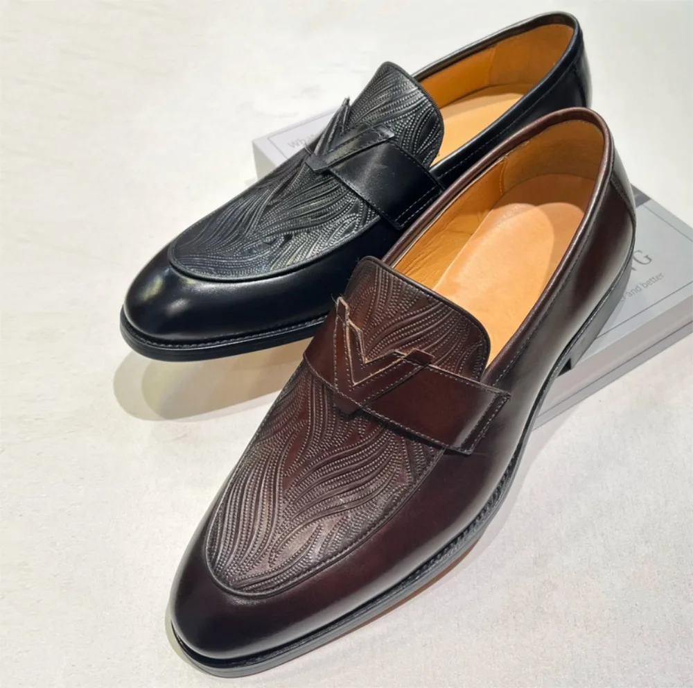 Men\'s Luxury Casual Monk Strap Shoes Cow Leather Crocodile Print Slip-On Loafers Formal Dress Shoes for Wedding Party