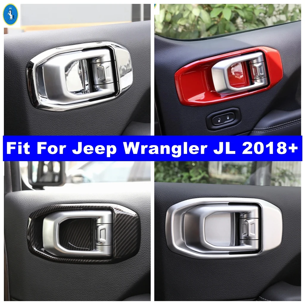 

Car Inner Door Pull Doorknob Handle Bowl Decor Panel Cover Trim For Jeep Wrangler JL 2018 - 2022 Interior Refit Kit Accessories