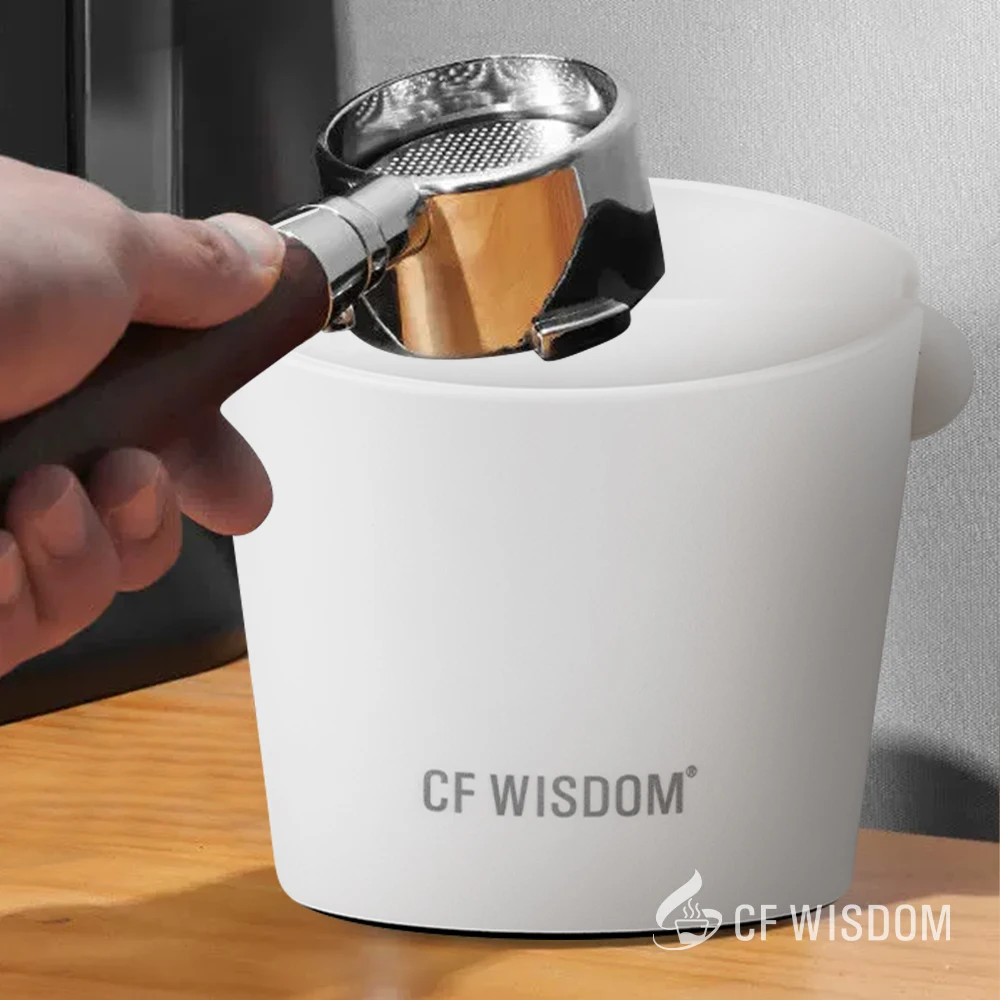 CF WISDOM Espresso Knock Box Coffee Dump Bin For Coffee Grounds With Removable Knock Bar Non-Slip Base Shock-Absorbent Durable