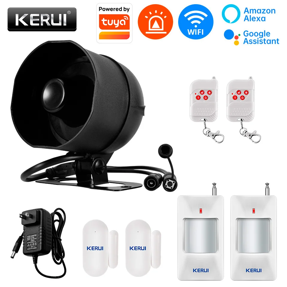 Tuya Smart WiFi Home Security Alarm System Kit 120dB Loud Siren Door Window Sensor PIR Motion Detector Remote Control Works with Alexa Google Assistant
