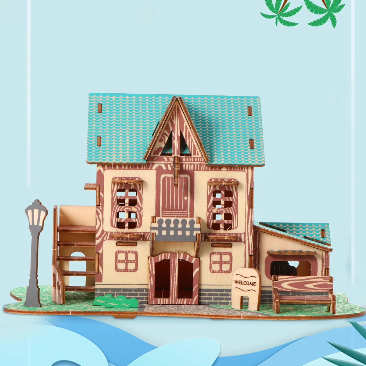 

3D Wood Puzzle Educational House Shape Color Recognition Creative Playing Puzzle DIY Wood Educational Toy
