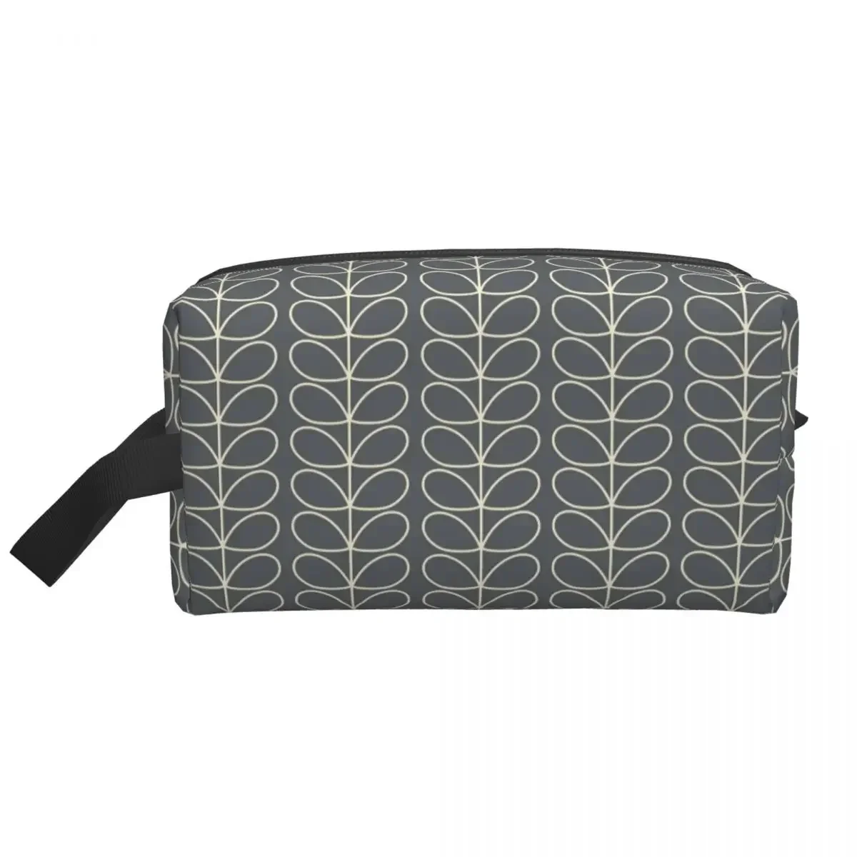 Custom Linear Stem Grey Orla Kiely Pattern Travel Cosmetic Bag for Women Toiletry Makeup Organizer Lady Beauty Storage Dopp Kit