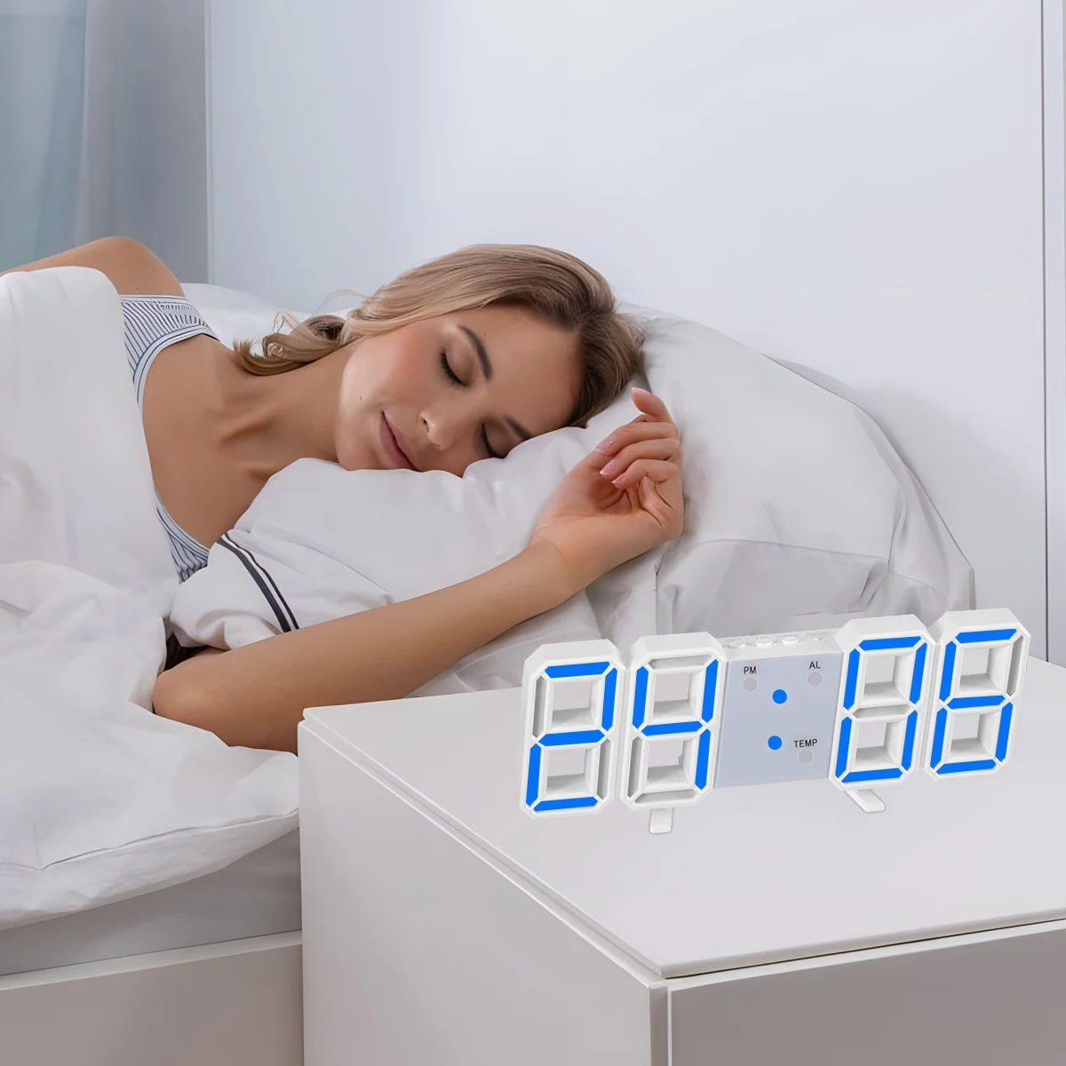 7 colors 3D LED Digital Clock Luminous Fashion Wall Clock Multifunctional Creative  Electronic Clock Home Decoration