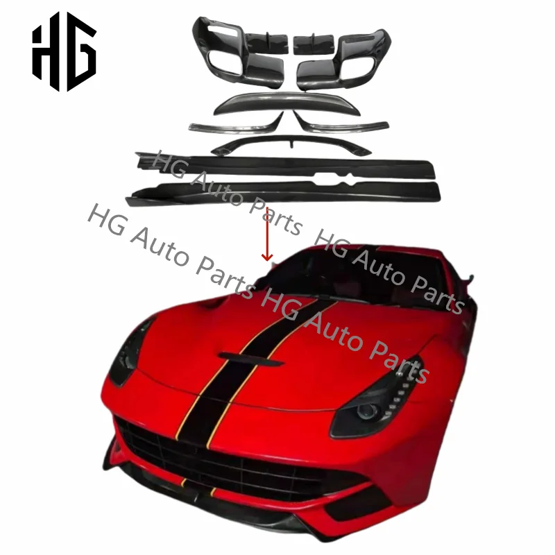 

For F12 Carbon Fiber RZ Style Bodykit For Berlinetta Ferrari F12 DMC Style Front Lip Side Skirt Spoiler Diffuser Aero Bodykit