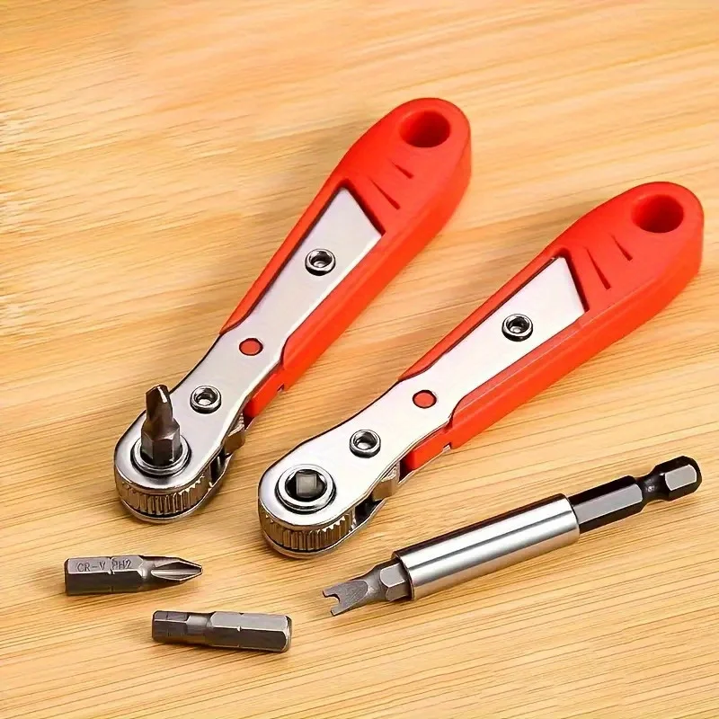 

Right Angle Ratchet Screwdriver Non Slip Grip 90 Degree Cross Screwdriver Ratchet Handle Wrench Magnetic Bits For Small Space