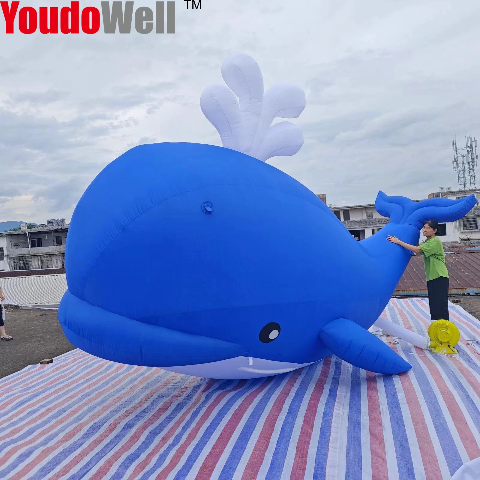 Modèle animal baleine gonflable avec souffleur d'air, décor de fête, fournitures rigouret décorations