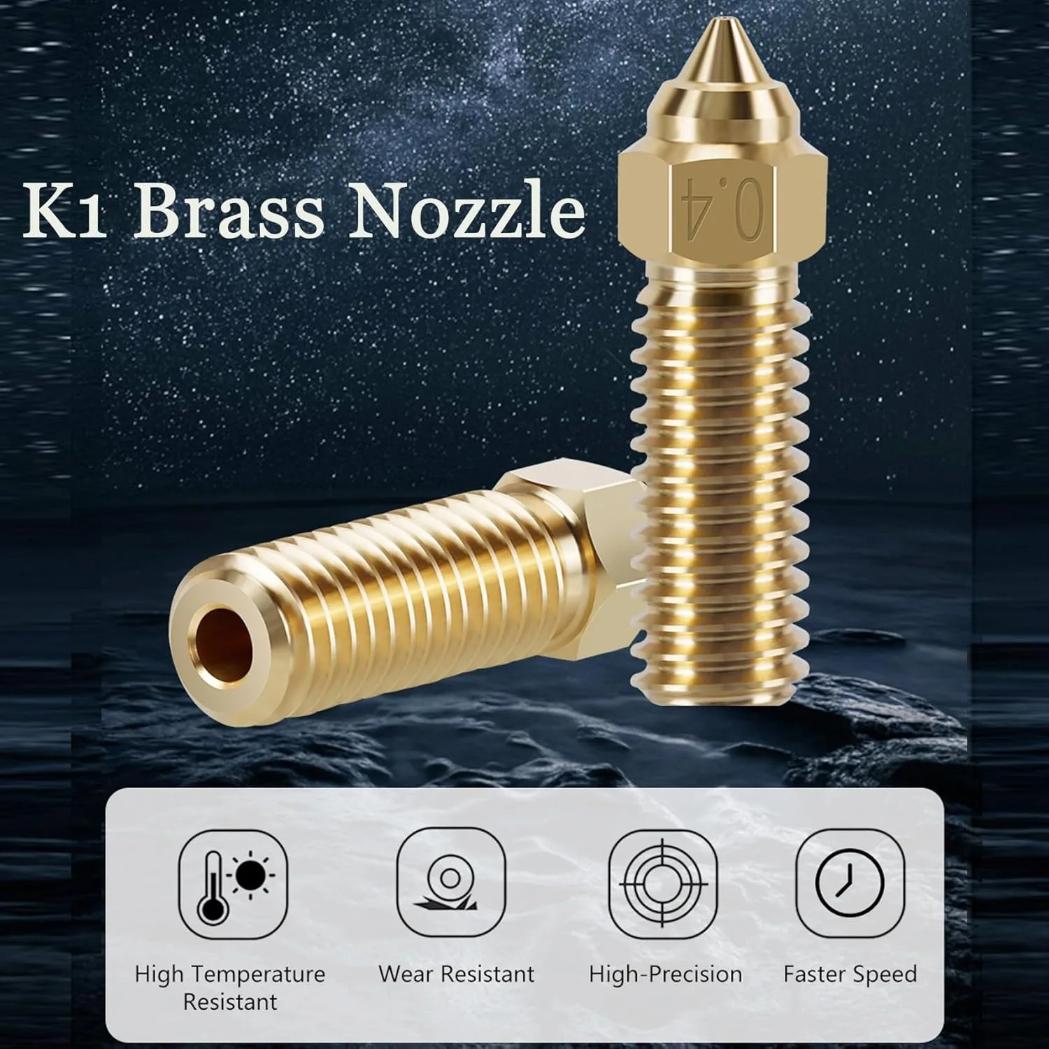 Creality Official Ender 3 V3 KE Brass Nozzle Kit,5-Pack High-Speed ​​0.2mm/0.4mm/0.6mm/0.8mm Nozzle Kit,for K1/K1 Max/CR-10 SE