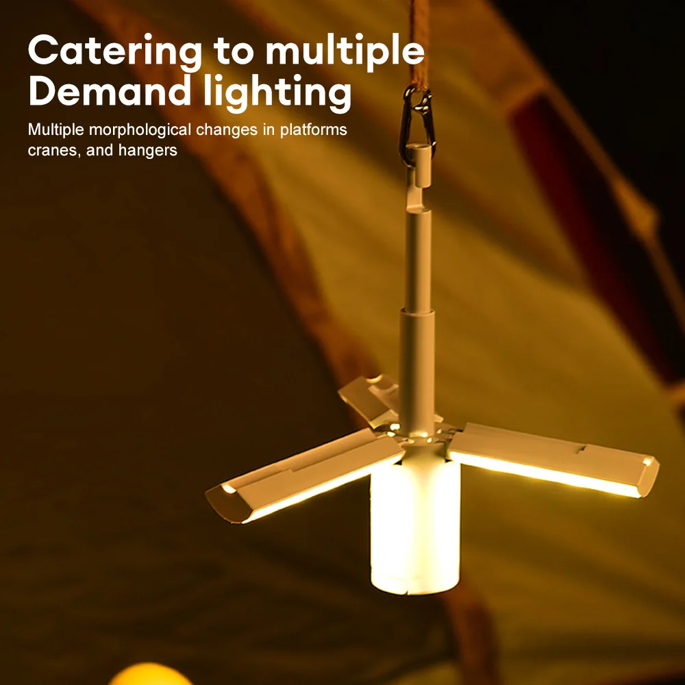 Folding Camping LED Lights Outdoor Portable Flashlight Usb Charging Large-capacity Lighting Pendant Lights Hanging Tent Lights