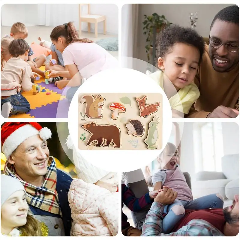 ไม้ชุดปริศนาสัตว์รูปแบบปริศนาจับคู่เกมตลกนักบินอวกาศฝังปริศนาการเรียนรู้ของเล่นสําหรับชายและหญิง