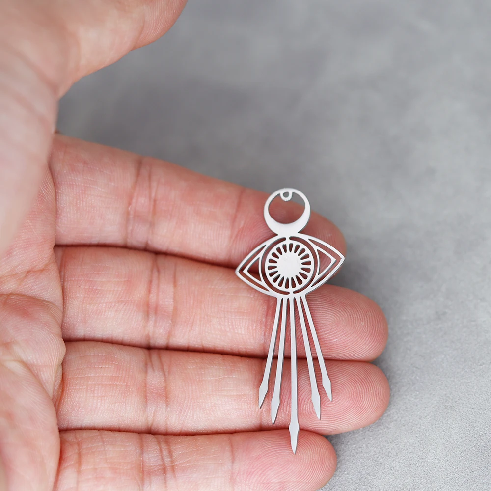3PCS Devil Eye Tassels Dreamcatcher DIY Earrings Stainless Steel Pendant Charm For Jewelry Making Necklace Women Girl Accessory