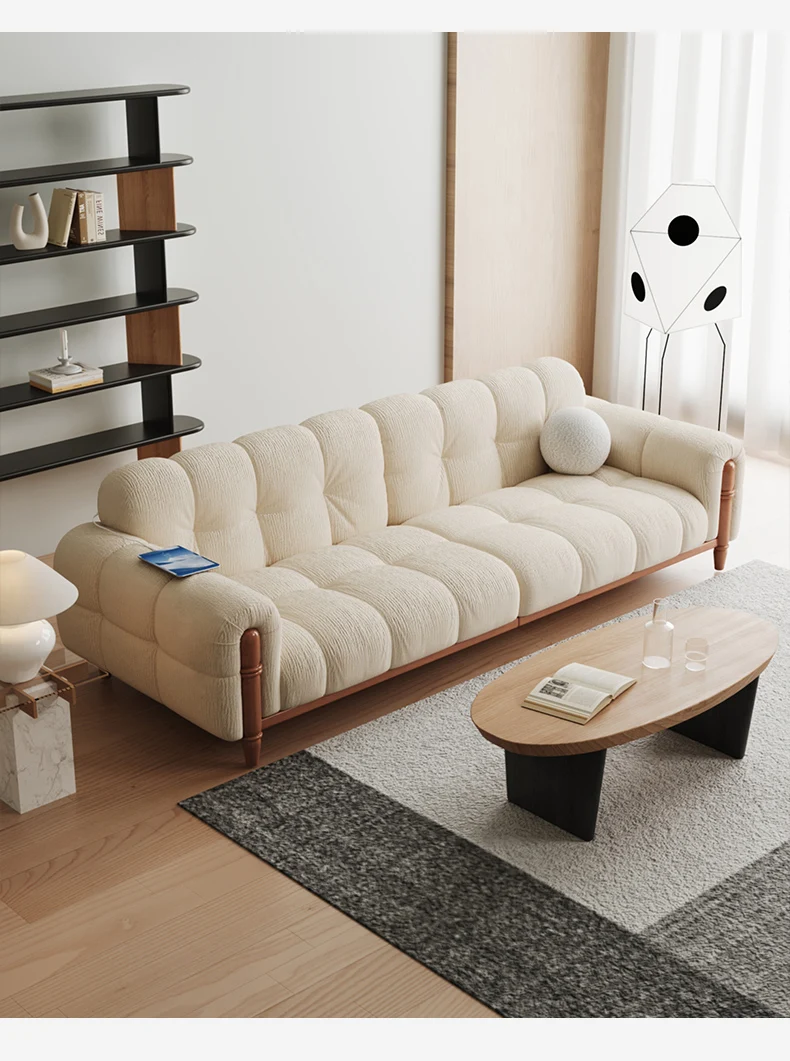 

LTT piano key sofa chenille middle ancient yellow living room size apartment straight row fabric sofa