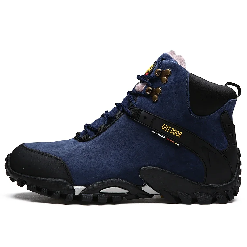 New Genuine Leather Boot Men Boots Fashion High Quality Winter Plush Snow Ankle Boots For Men's Warm Boots Ankle Work Shoes