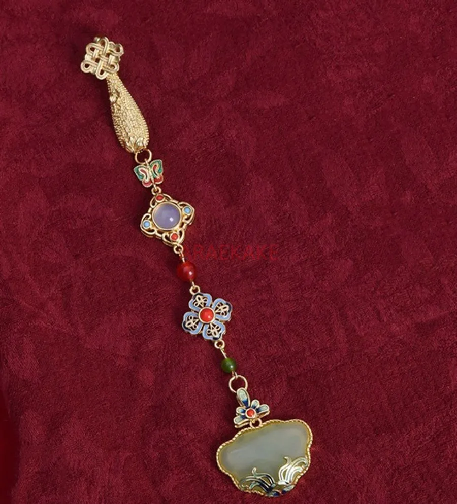 الرجعية الصينية ضغط الرياح التلبيب شيونغسام قطري التلبيب قلادة شرابة قصر نمط بروش قلادة #3