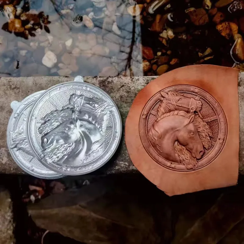 

Индейский стиль, двойное лошадиное колесо, 3D кожаный штамп с тиснением, форма для штамповки из алюминиевого сплава, форма для тиснения кожи