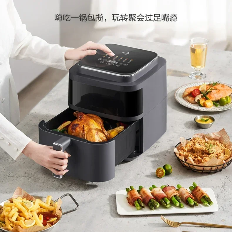Far infrared air fryer with visual non-flip function multifunctional smart electric fryer 6L capacity air fryer oven