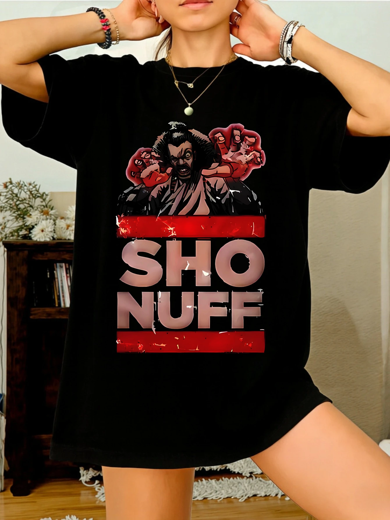 

womens t shirts Sho Nuff Funny Printed Streetwear Cotton Oversized Casual Summer Graphic T Shirt Women Gift for Her