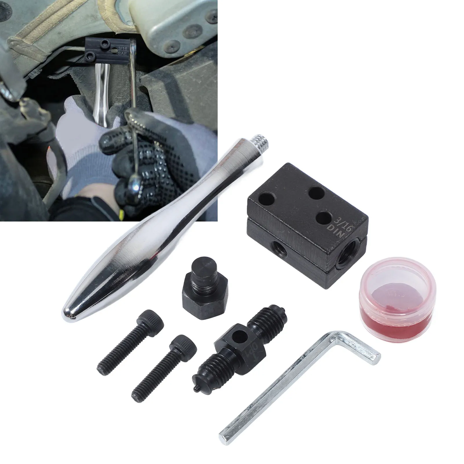 Car Brake Line Flaring Tool  Construction Multi Functional 3/16inch Brake Pipe Reamer Robust For ISO DIN Bubble Flaring