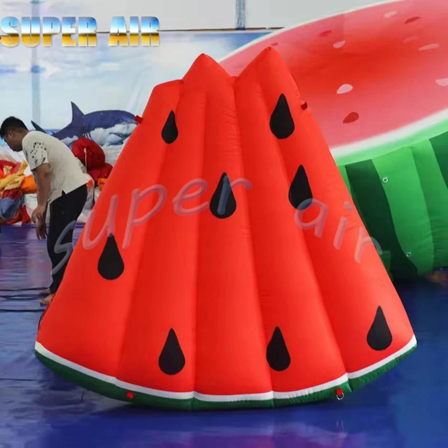 Bonito diseño, modelo de fruta inflable artificial vívida, sandía inflable para decoración de construcción