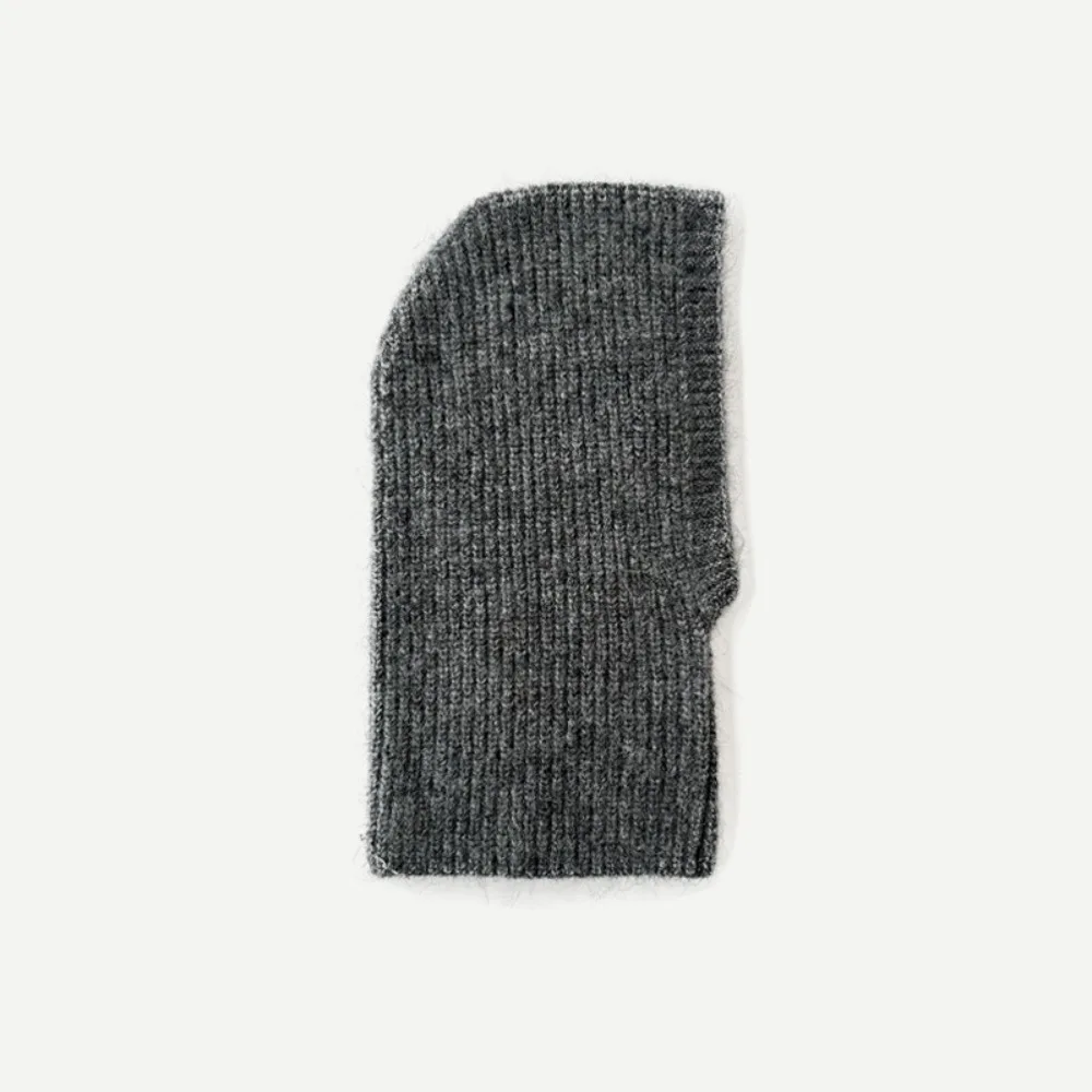 Simple Alpaca Wool Balaclava Hat Fleece Solid Color Knitted Hat Beanie Wool Blend Pullover Hat Streetwear