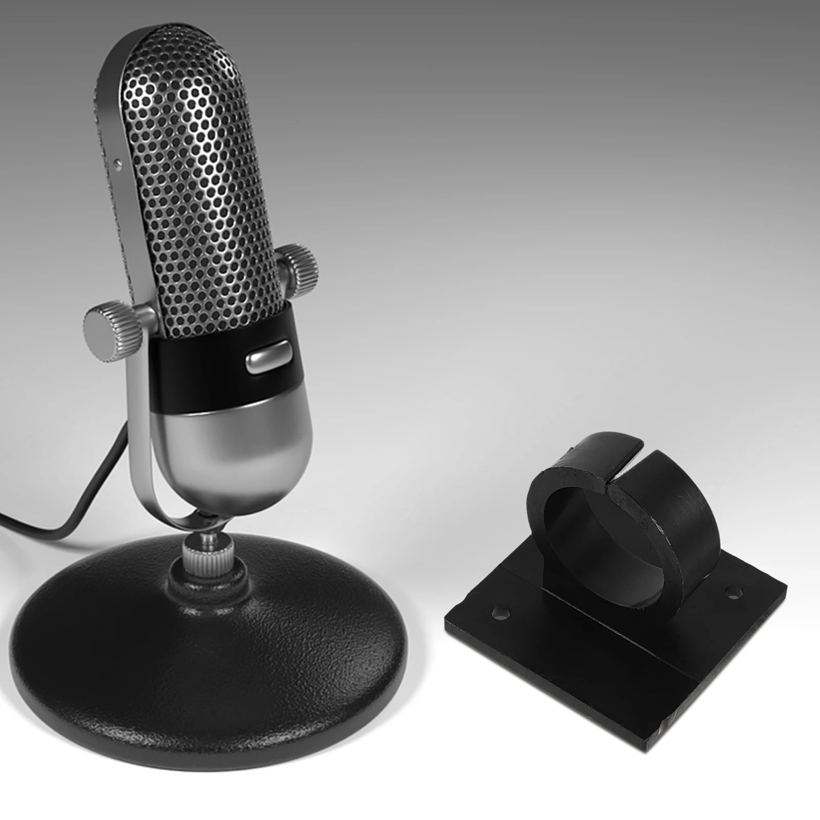 

4pcs Microphone Black Small Square Holder Fits Most Universal Microphone Clip Holder Mics Desk Clamp Adjustable Stand