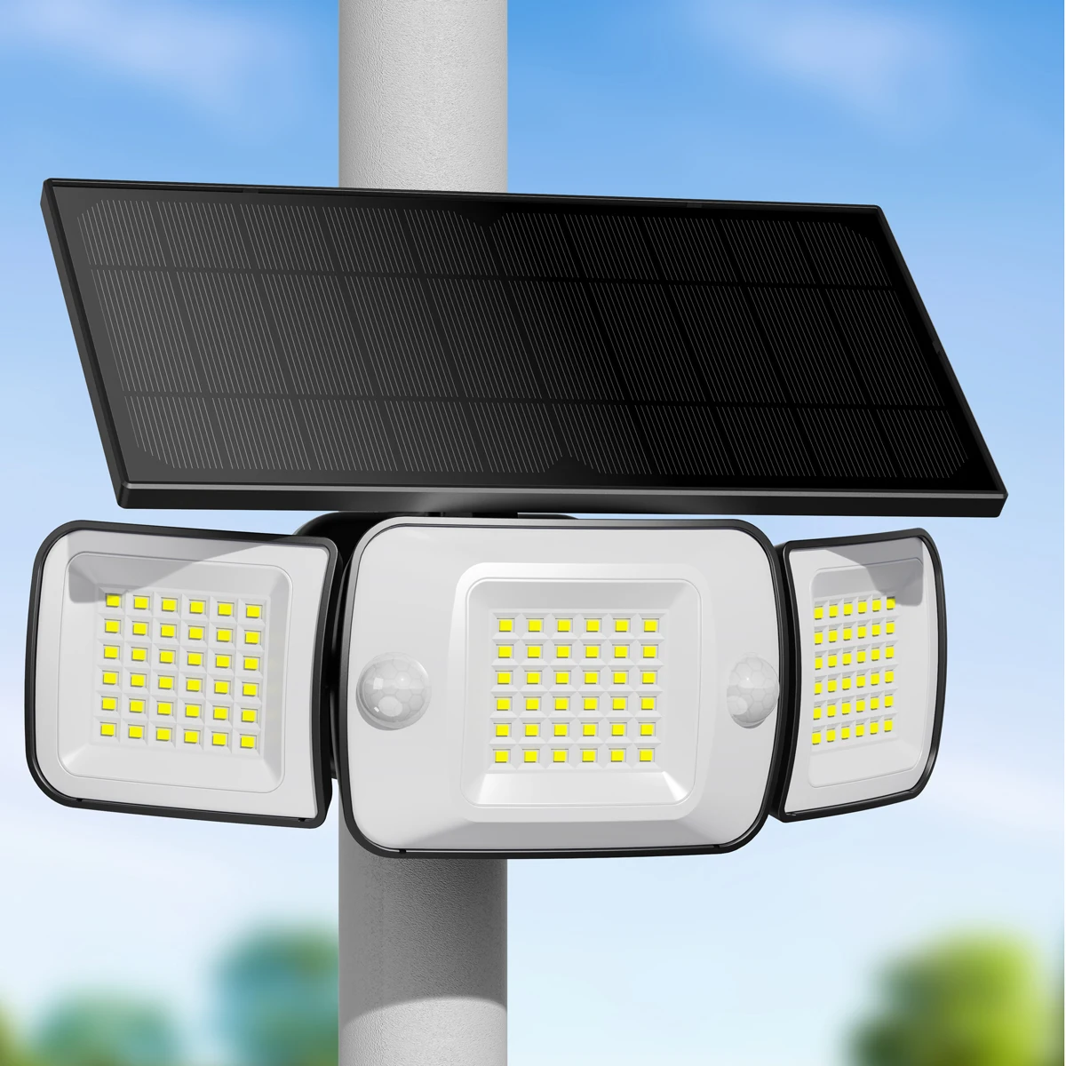 

intelamp Super Bright Solar Lights Outdoor With 6000mah Battery Larger Solar Panel Two Sensors Waterproof For Garden Yard Garage