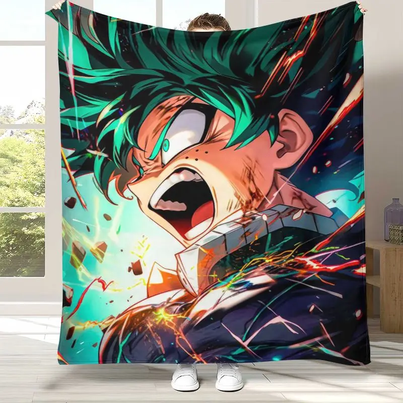 My Hero Academia Anime Cartoon Flannel Blanket,Ultra Soft Warm Plush Throw for Home Bedroom Bed Sofa Cover Camping Picnic gift view 4