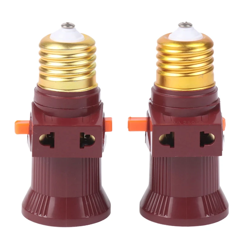 Brown E27 With Switch Socket Double Screw Multi-purpose Socket Switch Lamp Holder Plug Socket Lamp Base Lighting Accessories