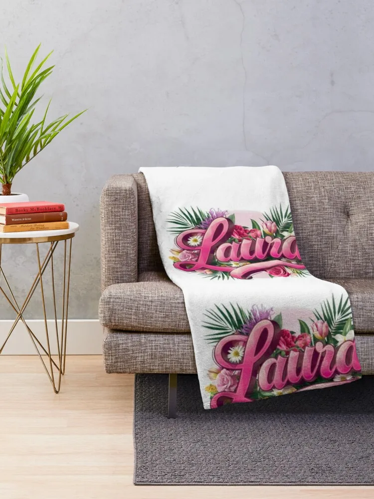 Laura girl or woman name customized graphic Throw Blanket Decorative Sofa Sleeping Bag Summer Polar Blankets