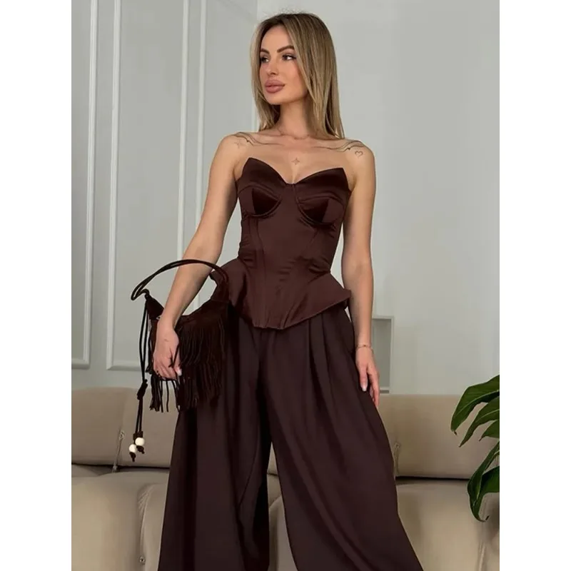 

Sexy solid color strapless fishbone top women's waist cinched sleeveless off shoulder slim fit corset party